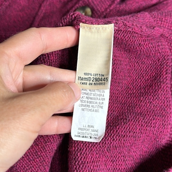 L.L. Bean Cable Knit Fisherman Button Up Cardigan Sweater Large - Picture 8 of 9